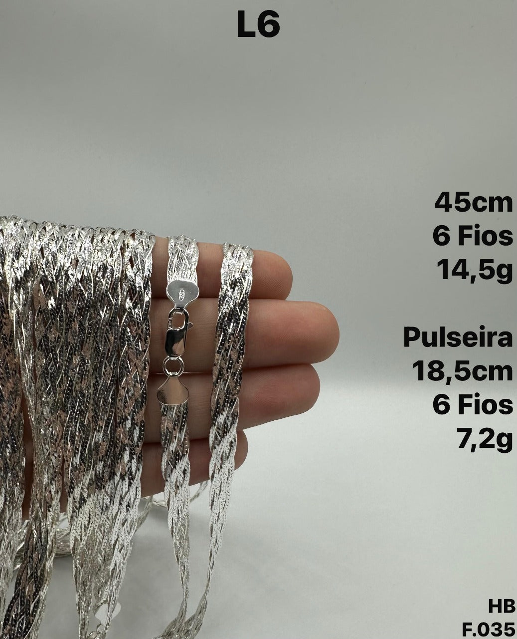 COLAR TRANÇADA 6 FIOS 45CM