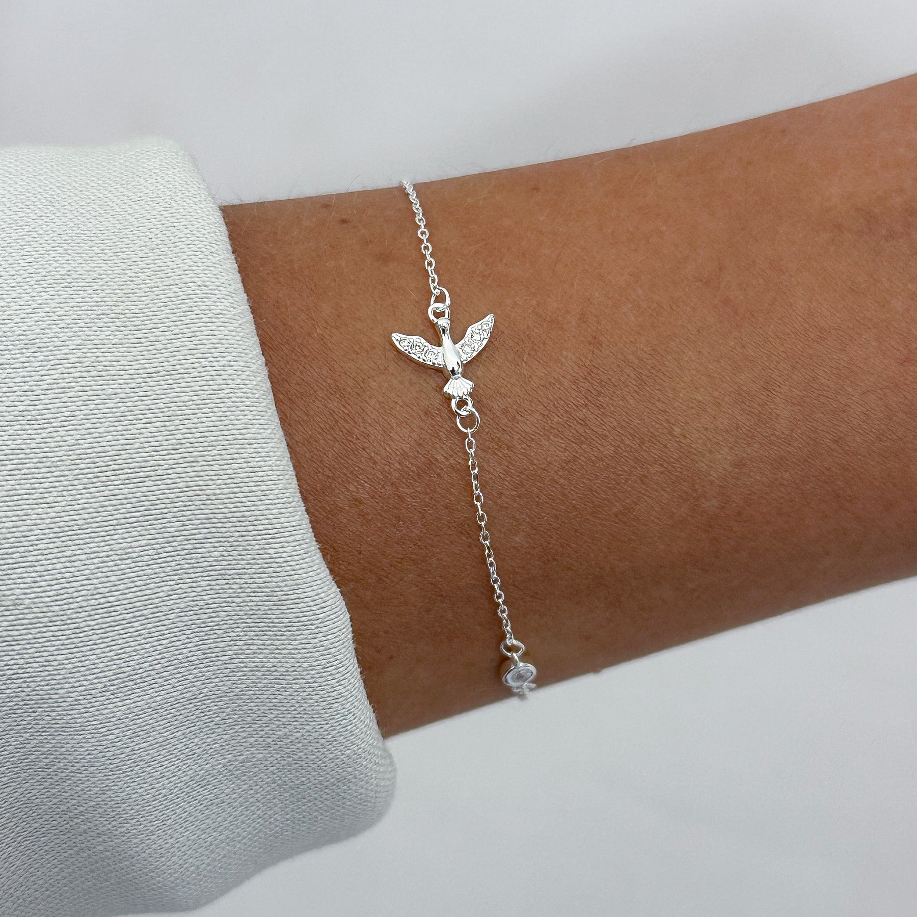 Pulseira Espirito Santo Brilhante Cristal 16+4cm
