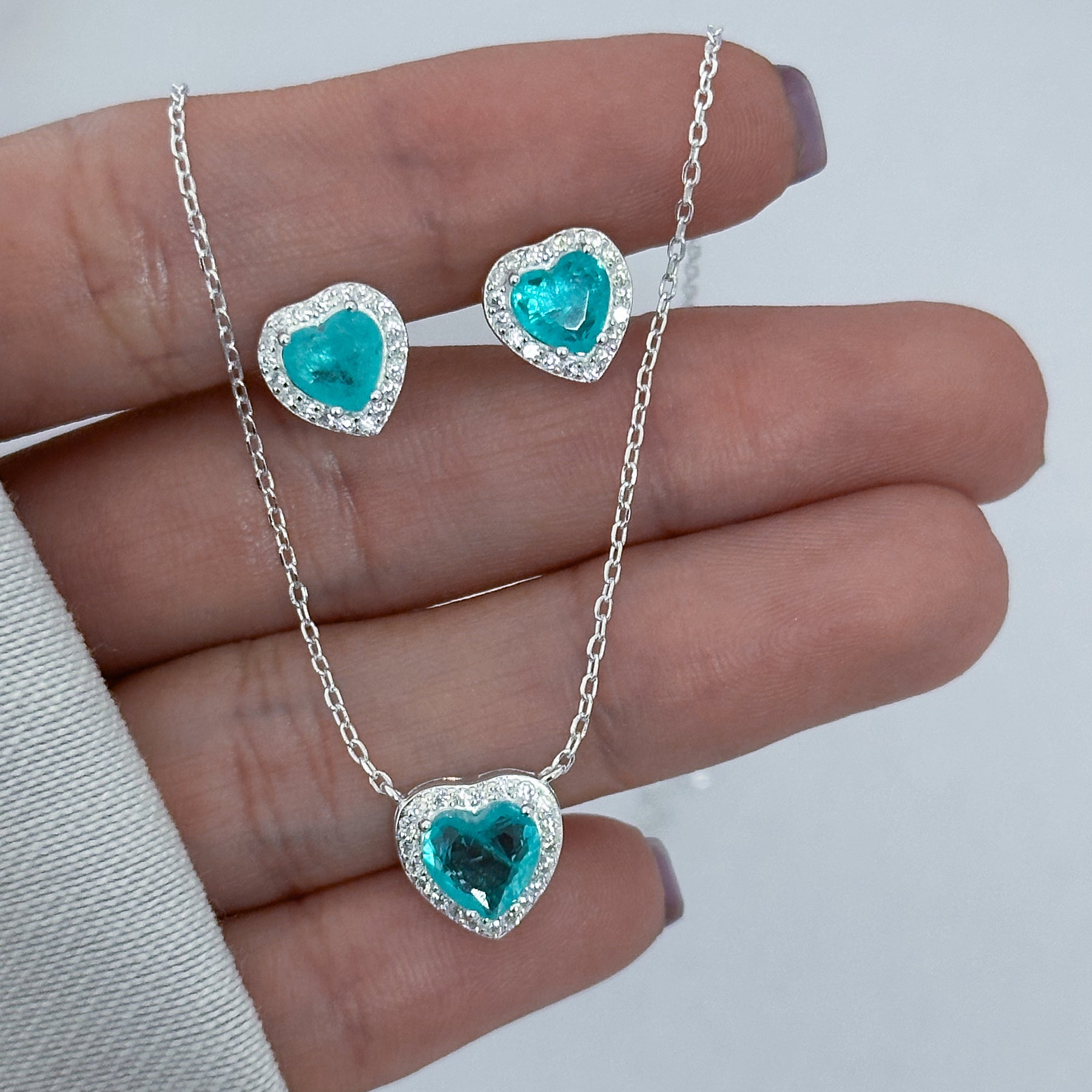 CONJUNTO CORAÇÃO TIFFANY 40+5CM