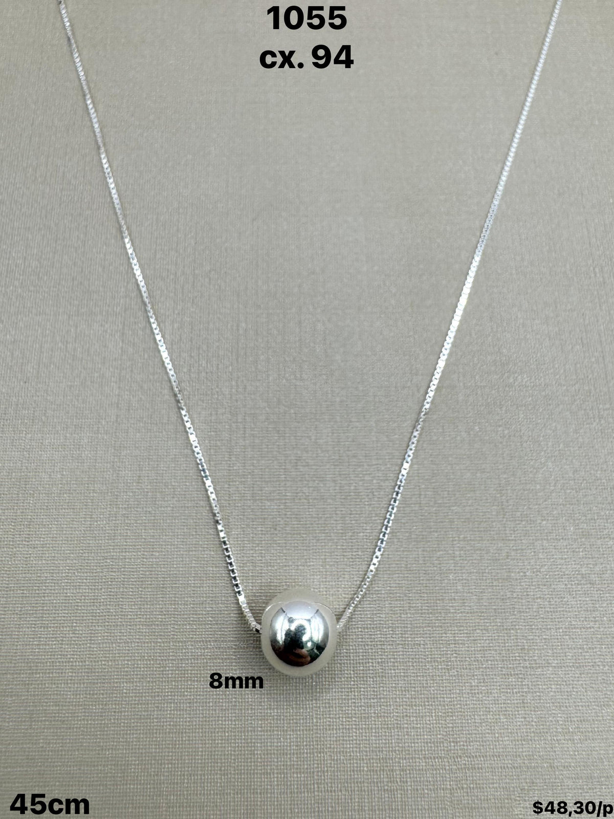 GARGANTILHA ESFERA 8MM -45CM