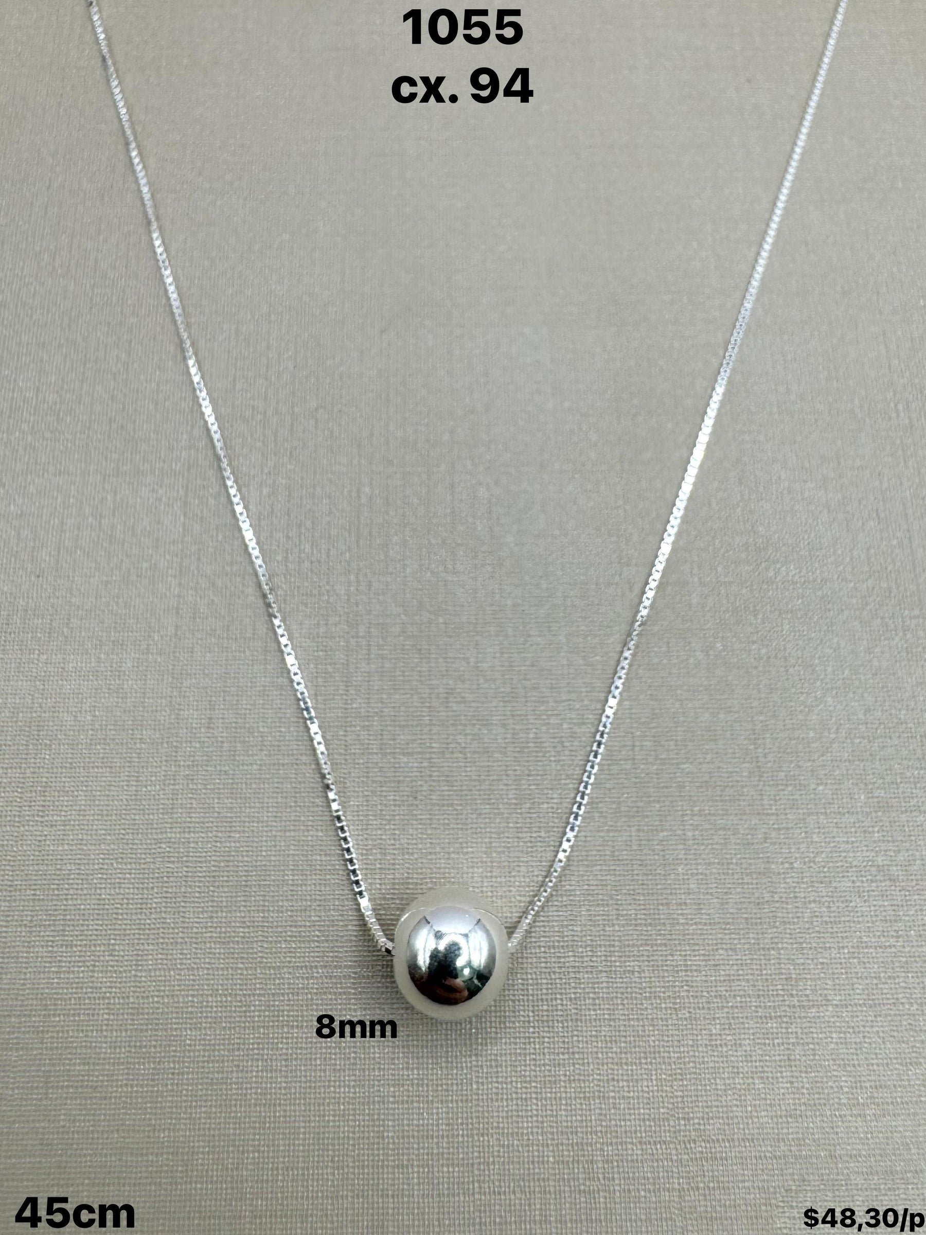 GARGANTILHA ESFERA 8MM -45CM