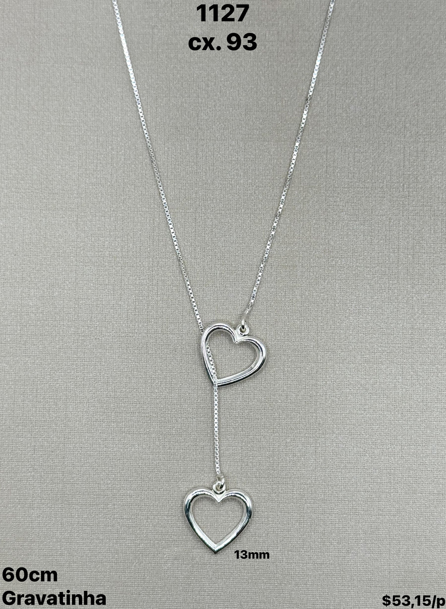 COLAR GRAVATINHA CORAÇÃO VAZADO - 60CM
