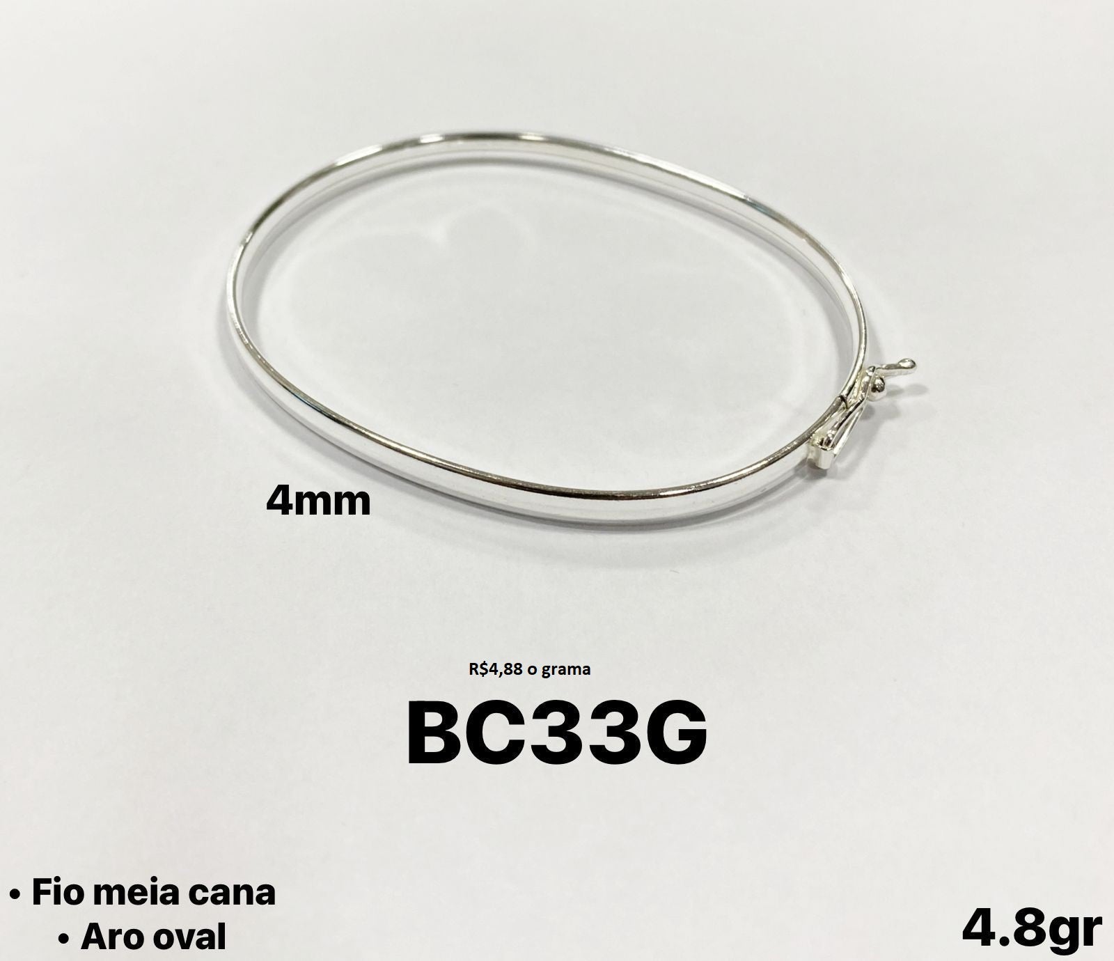 BRACELETE MEIA CANA OVAL -4MM