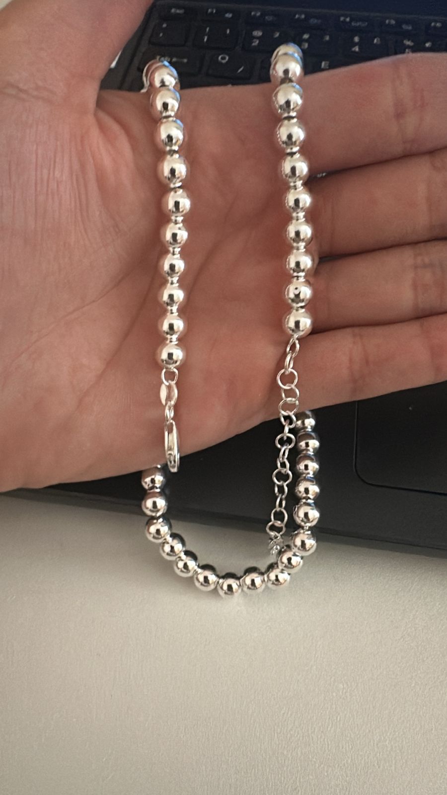 GARGANTILHA ELO ESFERAS 6MM- 40+5CM