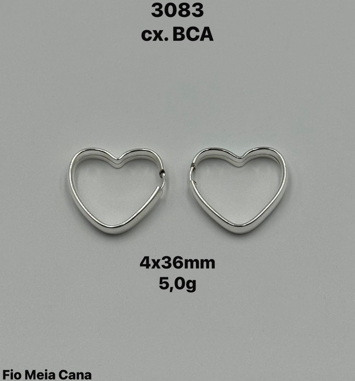 ARGOLA CORAÇÃO MEIA CANA4X36MM