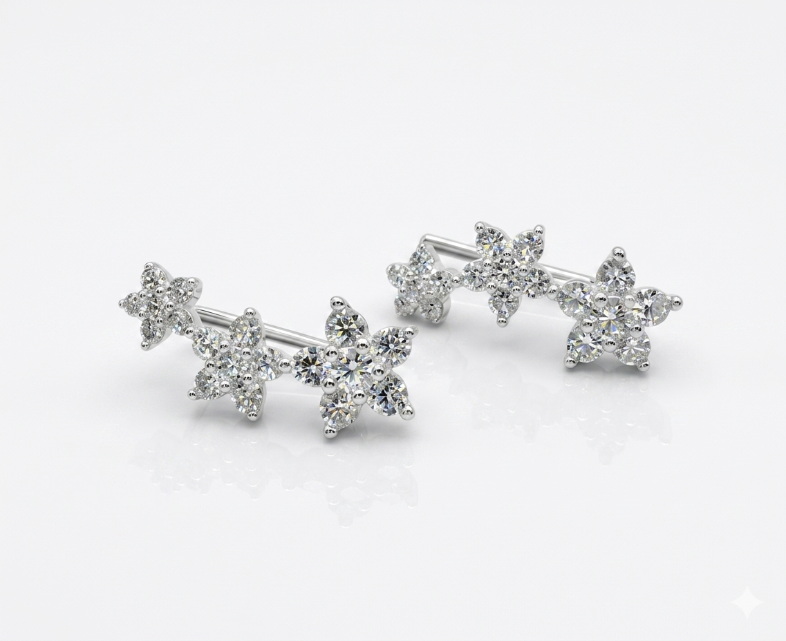 EAR CUFF 3 FLORES CRAV.CRISTAL