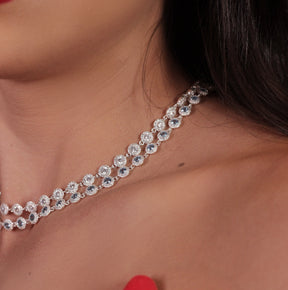 COLAR SWAROVSKI CRAVEJADO CRISTAL 38+2CM
