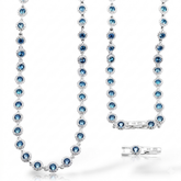 COLAR SWAROVSKI CRAVEJADO AZUL 38+2CM