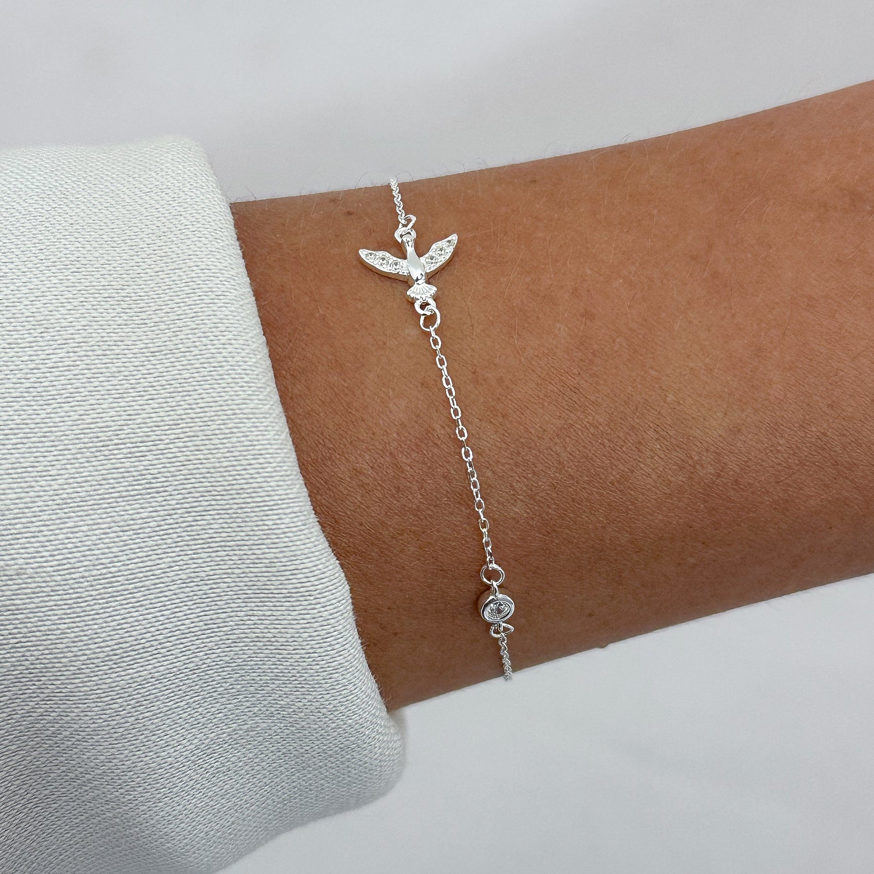 Pulseira Espirito Santo Brilhante Cristal 16+4cm