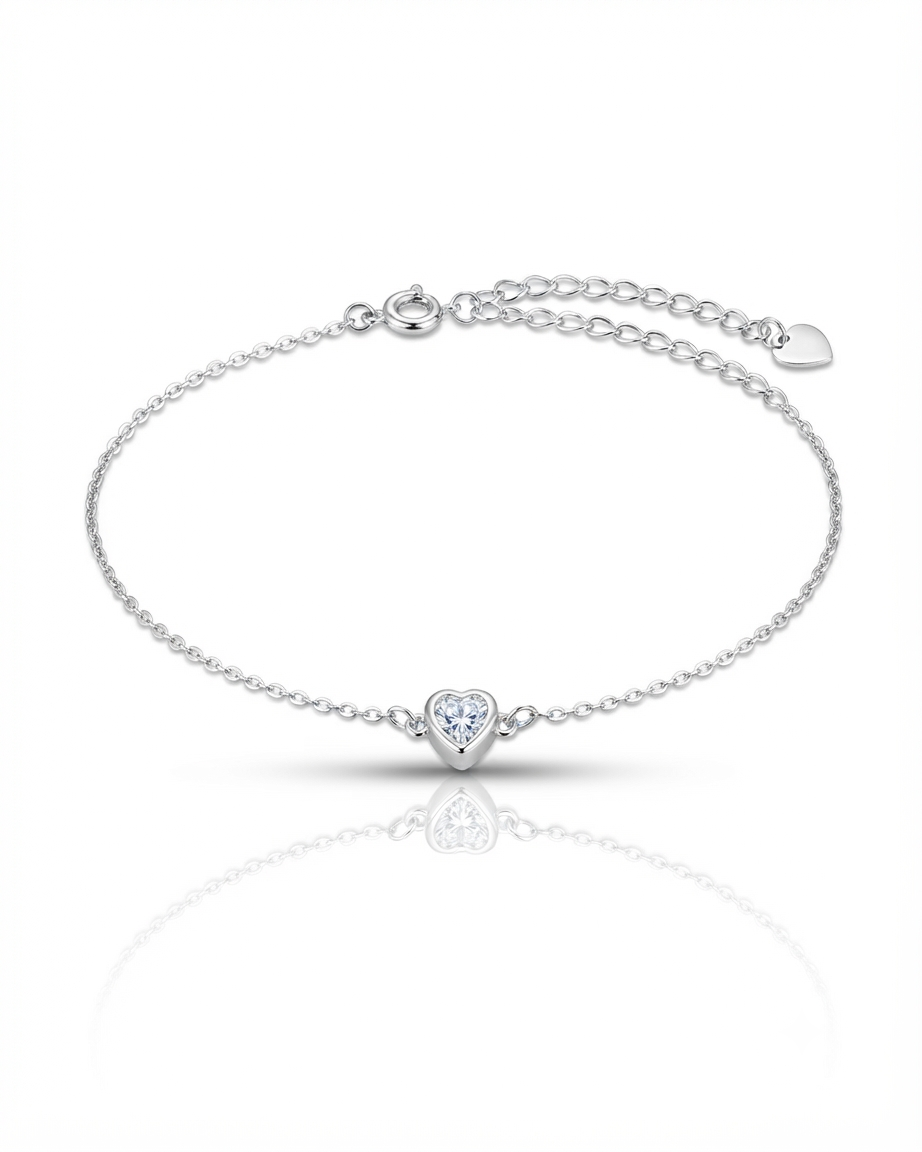 Pulseira Coração 6mm Crv Inglesa 16+4cm