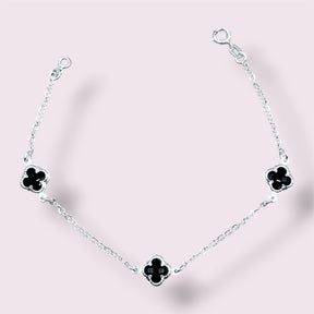 PULSEIRA TREVOS PRETO 10MM - 18,5CM