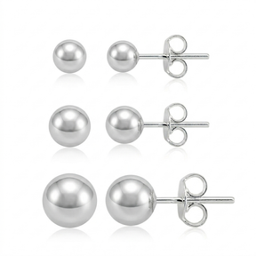 Trio Pontos de Prata 3mm 4mm 5mm