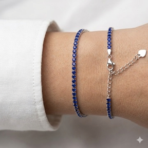 Pulseira Riviera 2mm Azul Safira 17+3cm