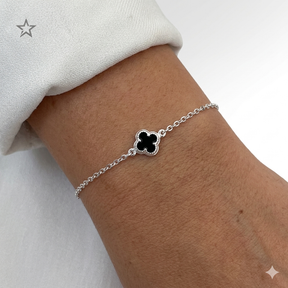 PULSEIRA TREVO SOLO PRETO 10MM - 18,5CM